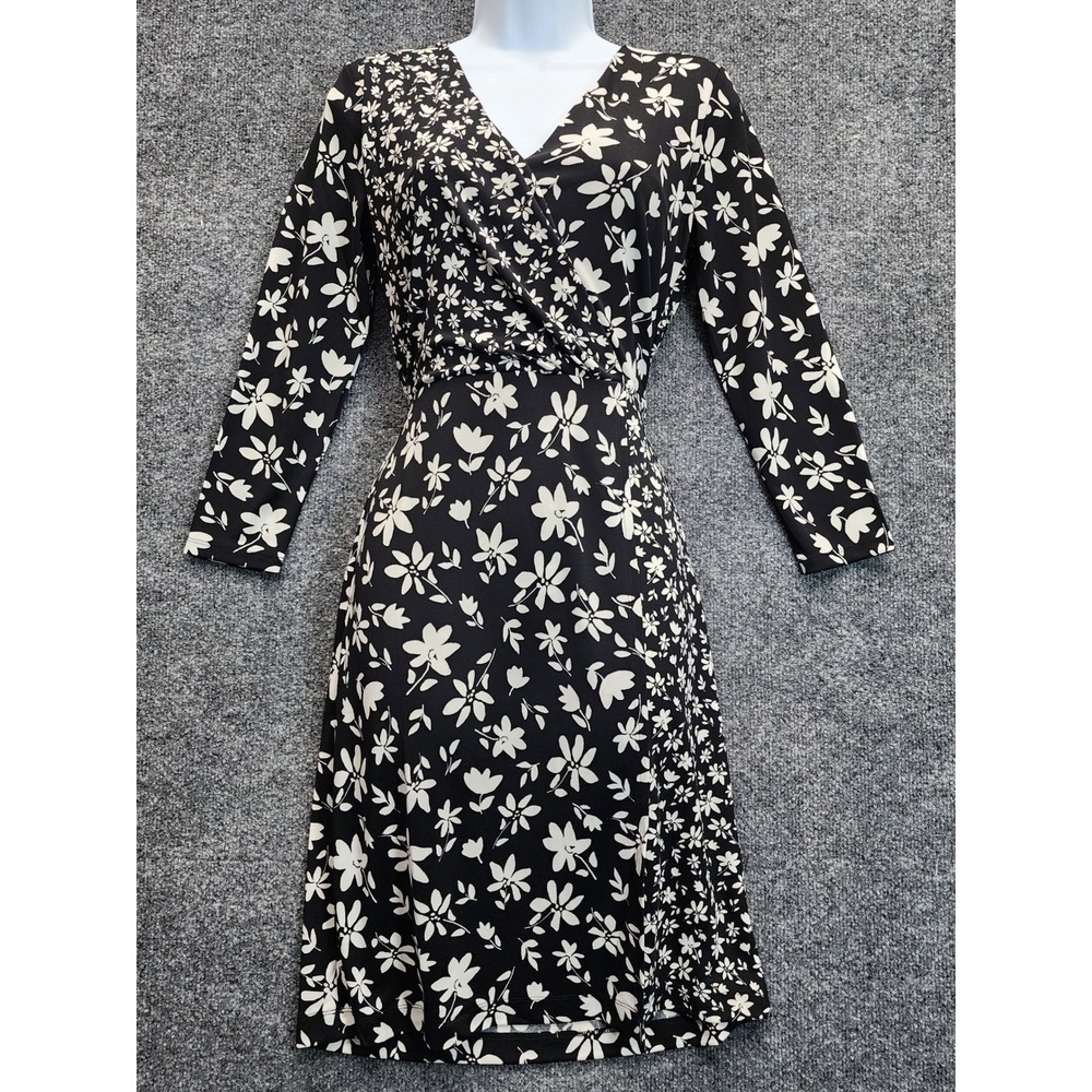 NWT Talbots Women Floral Faux Wrap Jersey Midi Dress Petite PM Career Office